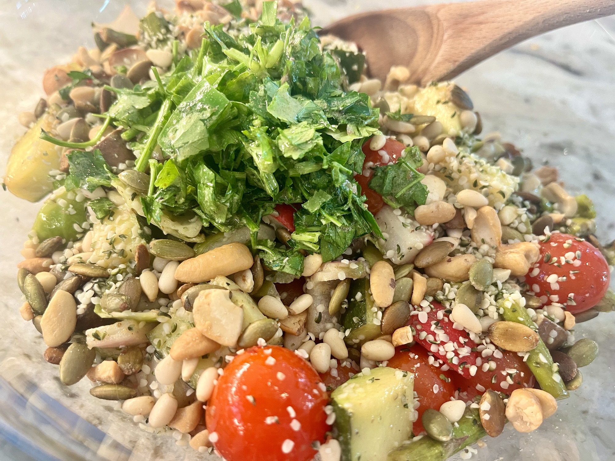 Marinated and Roasted Vegetables with Brown Jasmine Rice, Nuts & Seeds