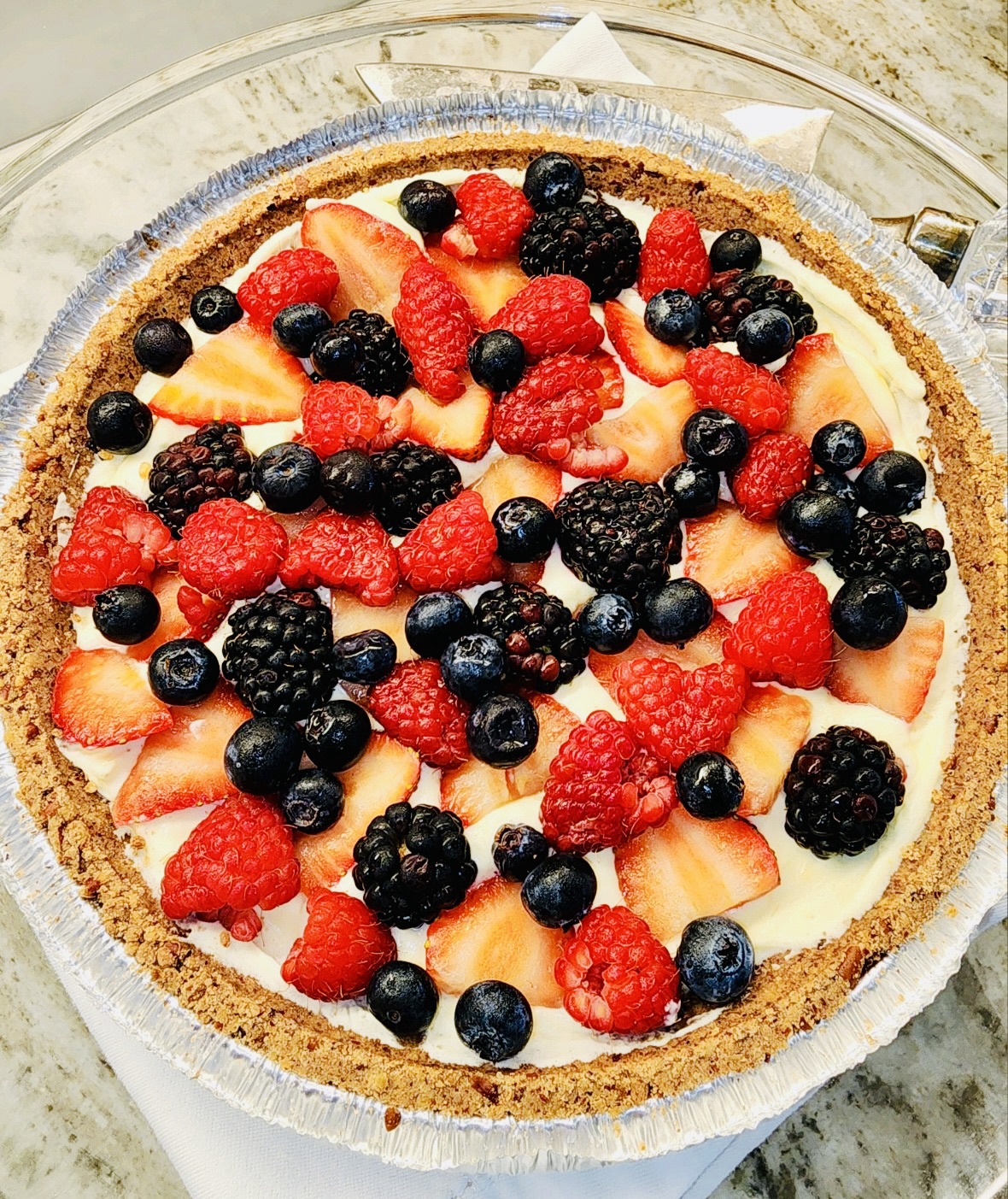 Lemon Vanilla Curd Berry Pie