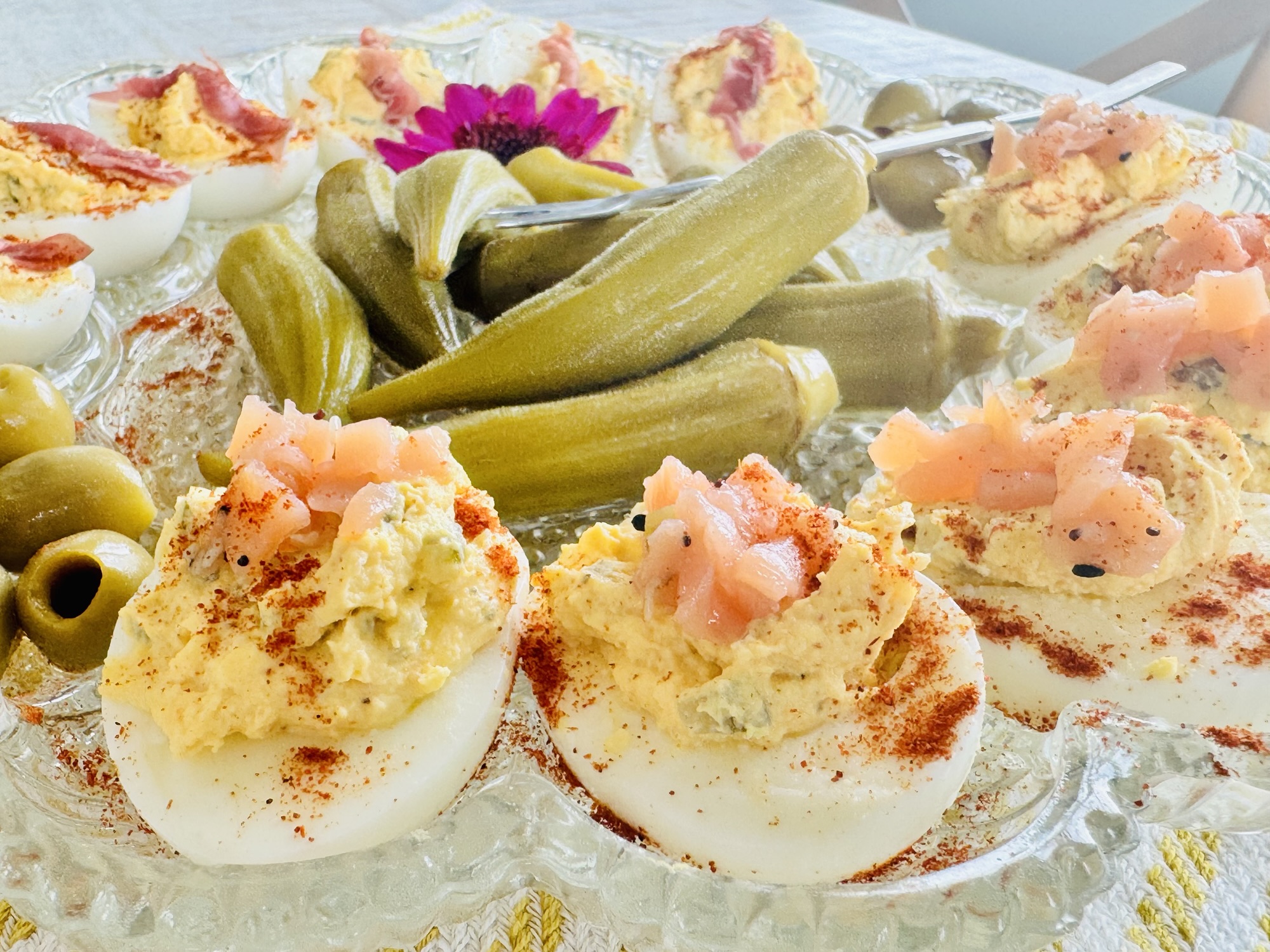 Deviled Eggs Two Ways with Prosciutto & Smoked Salmon